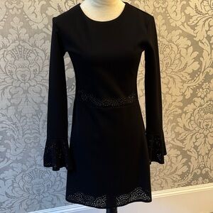 Parker Black Long Sleeve Dress with Cut-Out Details